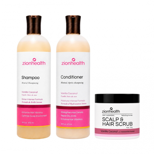 Tropical Blend Hair Bundle (Vanilla Coconut Shampoo 16oz. + Vanilla Coconut Conditioner 16oz. + Vanilla Coconut Scalp & Hair Scrub 4oz.) Tropical Blend Hair Bundle (Vanilla Coconut Shampoo 16oz. + Vanilla Coconut Conditioner 16oz. + Vanilla Coconut Scalp & Hair Scrub 4oz.)