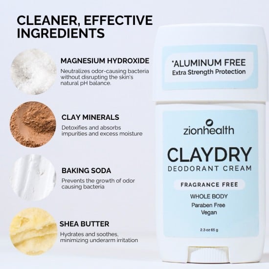 CLAYDRY™ CREAM Whole Body Deodorant - Fragrance Free CLAYDRY™ CREAM Whole Body Deodorant - Fragrance Free