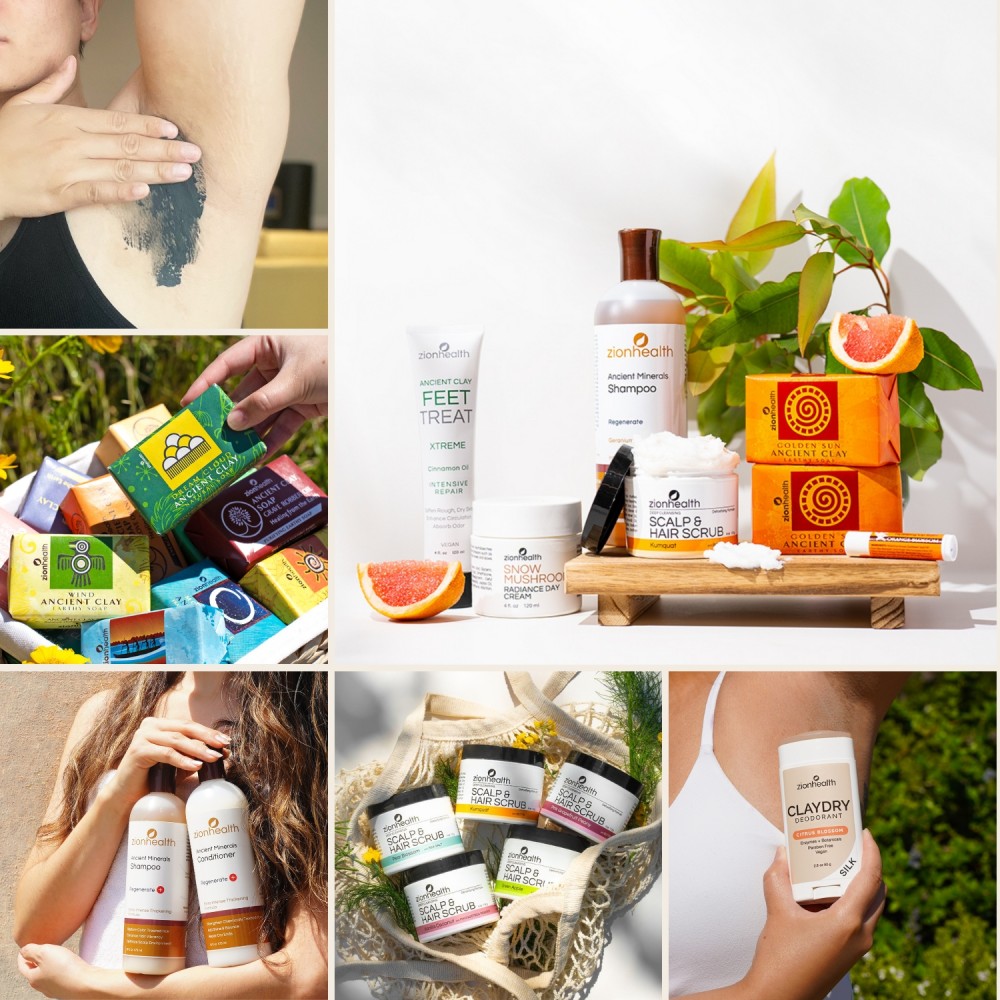 Zion Health collage of products and lifestyle.