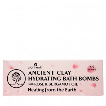 Ancient Clay Hydrating Bath Bombs with Rose & Bergamot Oil - 3 Bath Bombs Per Box