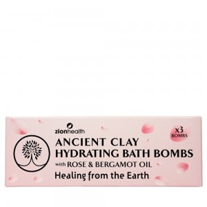 Ancient Clay Hydrating Bath Bombs with Rose &  Bergamot Oil - 3 Bath Bombs Per Box