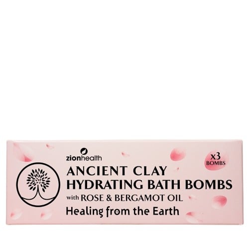 Ancient Clay Hydrating Bath Bombs with Rose &  Bergamot Oil - 3 Bath Bombs Per Box