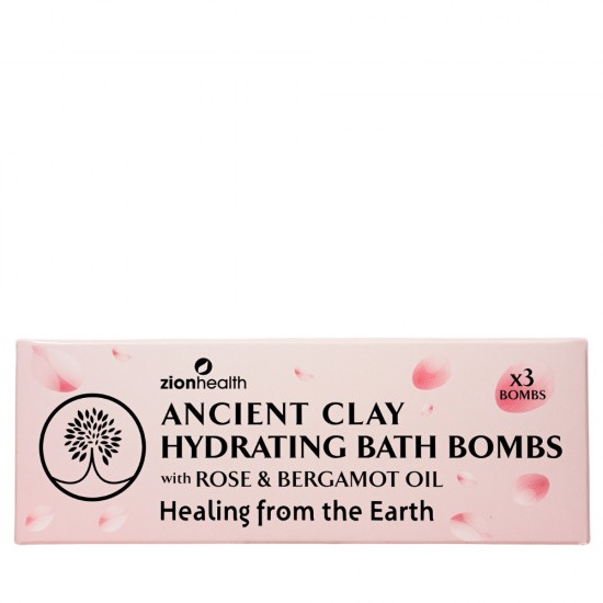 Ancient Clay Hydrating Bath Bombs with Rose & Bergamot Oil - 3 Bath Bombs Per Box
