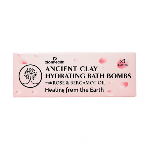 Ancient Clay Hydrating Bath Bombs with Rose &  Bergamot Oil - 3 Bath Bombs Per Box