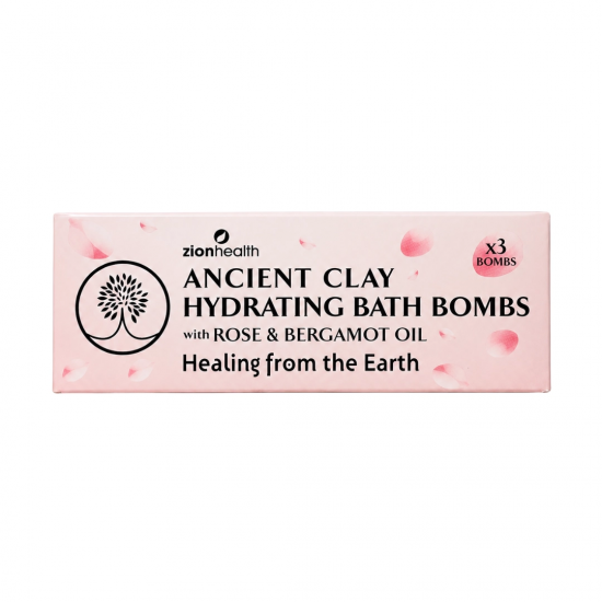 Ancient Clay Hydrating Bath Bombs with Rose & Bergamot Oil - 3 Bath Bombs Per Box
